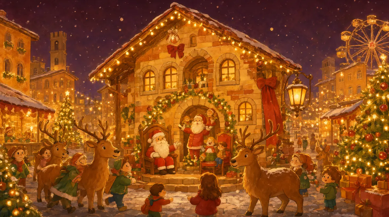 Arezzo Città del Natale – Casa di Babbo Natale a Natale, con le luci, gli addobbi e la neve