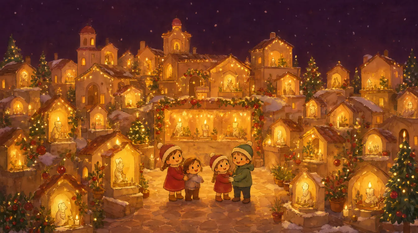 EricèNatale - Il borgo dei presepi a Natale, con le luci, gli addobbi e la neve