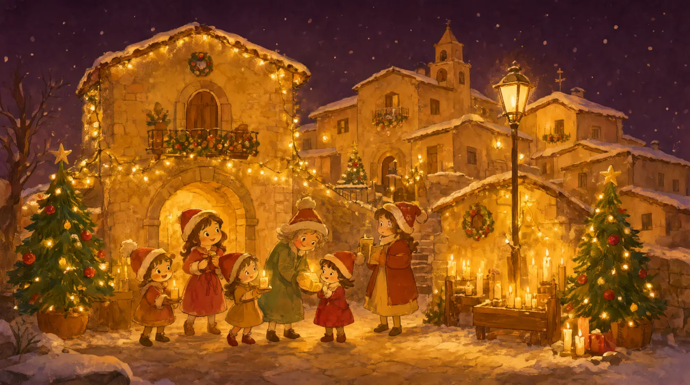 Greccio, dove è nato il primo presepe a Natale, con le luci, gli addobbi e la neve