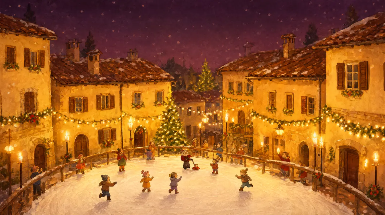 Il Natale di Grazzano Visconti a Natale, con le luci, gli addobbi e la neve