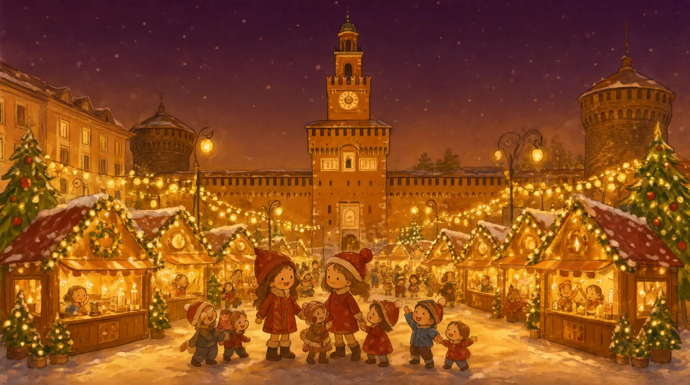 Fiera degli Oh Bej! Oh Bej! a Natale, con le luci, gli addobbi e la neve