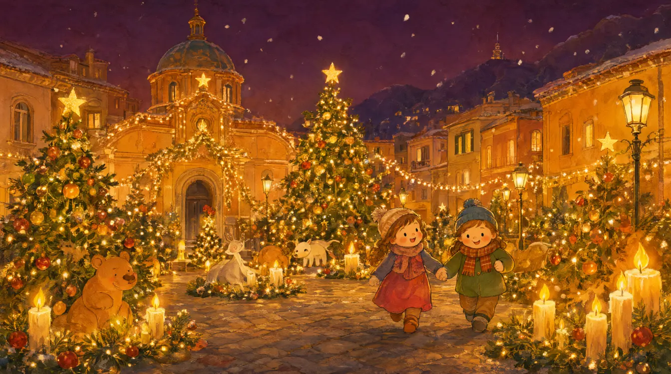 Salerno, le Luci d'Artista a Natale, con le luci, gli addobbi e la neve