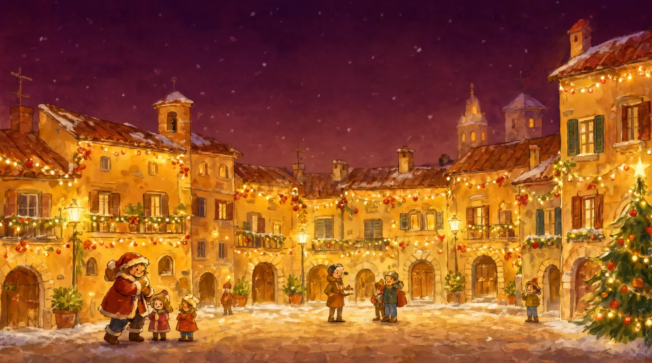 Urbania, la città della Befana a Natale, con le luci, gli addobbi e la neve