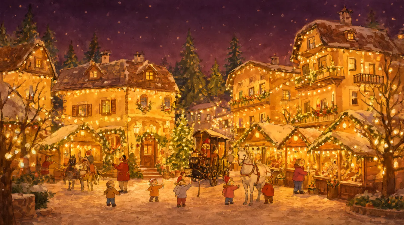 Mercatino di Natale di Levico Terme – Villaggio degli Elfi a Natale, con le luci, gli addobbi e la neve